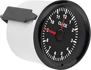 2in Universal Clock Gauge Instrument 0‑12 Hourmeter Red Backlight for Car Boat Yacht Motorcycle with 316L Stainless Steel Front Cover Ring and Harness Connector (Black Dial Black
