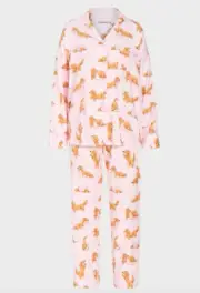 NEW PETER ALEXANDER BAMBOO FLANNELETTE DACHSHUND DOG PINK CHECK PJ SET L RP$119