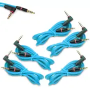 5X 4FT 3.5MM AUX AUXILIARY L-SHAPE AUDIO CABLE AQUA FOR NOKIA LUMIA 820 Z10 Z30