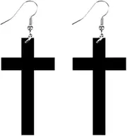 [Fuqimanman2020] Fluorescent Large Retro Hoop Dangle Costume Earrings Lightweight Retro 80s 90s Acrylic Circle Earrings Fluorescent Cross Earring Women Ladies Girls