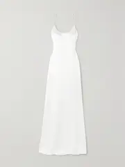 [Galvan] Galvan - Cove Open-back Pearl-embellished Satin Maxi Dress - White - FR 38 FR 38 White