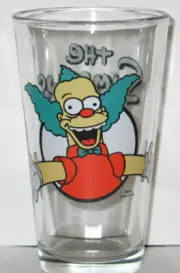 The Simpsons TV Series Krusty the Clown Illustrated Pint Glass Set of 4 UNUSED