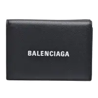 在飛比找Yahoo奇摩購物中心優惠-BALENCIAGA 經典品牌LOGO迷你暗釦三折短夾(黑)