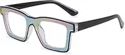 LJCZKA Quadratisch Blaulichtfilter Brille Damen Herren, Kristall Bling Dicker Rahmen Blaulichtbrille Eckig Anti-Müdigkeit Computerbrille für Gaming