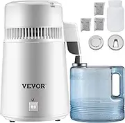 VEVOR Pure Water Distiller 4L Stainless Steel Inner Water Distillation 750W Water Purifier Filter Water Distillers Machine with Collection Bottle for Offices Homes, White