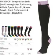 NV-X SPORT Black/Pink X-Large Compression Socks (15-20 mmHg) - Best for Running,