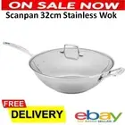 Scanpan Stainless Steel Wok w/ Glass Lid Durable Induction Gas Electric Stove AU
