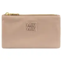 在飛比找ETMall東森購物網優惠-MIU MIU 5MB040 品牌LOGO拉鍊卡片零錢包.淺