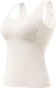 [FTUELBPE] Welfaries Women's Thermal Tank Tops with Built-in Bra,High Stretch Sleeveless Camisoles,Thermal Tank Top Women Built in Bra
