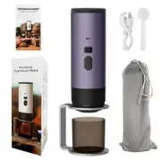 3-in-1 Portable Electric Espresso Machine,Coffee Maker with LED Display and Type-C,Automatic Heating Coffee Maker for Travel,Office and Car,Purple