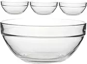 FUNNETOYU 4Pcs Multi Function Glass Ramekins Transparent Food Bowls for Serving Desserts Salads Fruits Safe Kitchen Containers for Home Use