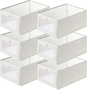6 Pcs Linen Storage Bins with Clear Window Foldable Clothes Organizers and Storage Large Fabric Storage Baskets for Organizing Clothes, Jeans, Books and Toys (beige, 6pc)