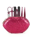 JUICY COUTURE Juicy 7 Piece Manicure Set with Glitter Lip Case Tweezers Scissor