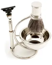 Bey-Berk Mach 3pc Chrome Razor & Pure Badger Brush & Soap Dish