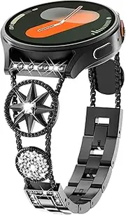 [WINGLE] Bling Band for Samsung Galaxy Watch 7 Band/FE 6 5 4 40mm 44mm/5 Pro 45mm, Diamond Star 20mm Bands for Active 2/Watch 6/4 Classic 47mm 43mm 46mm 42mm/Watch 3 41mm Metal Link Bracelet