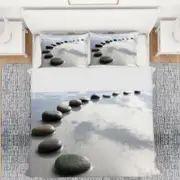 3D Grey Stone Lake 245 Bed Pillowcases Quilt King Size