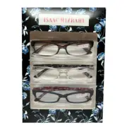 Isaac Mizrahi 3 PACK Gift Box Womens Reading Glasses Tortoise,Crystal,Blue +2.00