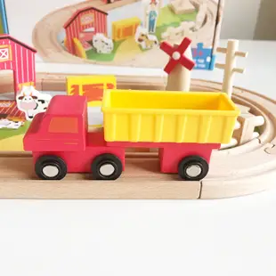 兒童益智玩具 23件套木製玩具 農場動物火車軌道積木 拼裝益智力玩具 男孩女孩禮物