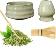 4PCS Matcha Whisk Set,Exquisite Handcrafted Bamboo Matcha Whisk Set,Includes Ceramic Matcha Bowl&Matcha Whisk Holder Bamboo Matcha Whisk&Scoop&Matcha Bowl Matcha Tea Set