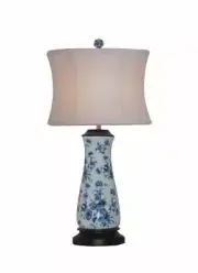 Blue and White Floral Motif Vase Table Lamp 26"