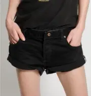 New One Teaspoon Bandits Denim Shorts Womens 27 Worn Raven Black