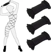 BDSM Shibari Bondage Rope Kit, 3 Pack BSDM Restraints Adult Sex Toy for Women Beginner Restraint Kit SM Toys for Couples Sex Play Set Soft Cotton Rope 32 Feet/10m (Black-1)