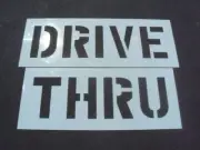 12" DRIVE THRU Parking Lot Stencil 1/16" LDPE Big Edges Easy To Read Best Mat'l.