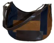 NWT Vintage Nine West 90s Leather, Denim & Suede Patchwork Bag