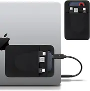 Lacdo Portable Hard Drive Sleeve for Laptop, 2-Pocket Stick on Pouch with Reusable Adhesive, for San Disk, Samsung, Crucial, Portable External Solid State Drive SSD Hard Drive Carrying Case, Black