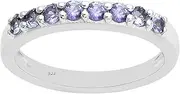 [MOONEYE] Shine Jewel Natural Tanzanite 925 Silver Channel Set Half Eternity Stackable Band Ring