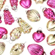 25Pcs Glass Christmas Ornaments Gold Pink Christmas Tree