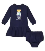 [Polo Ralph Lauren Kids] Polo Ralph Lauren Kids Baby cotton dress and bloomers set M 9 blue