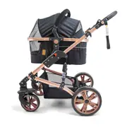 La Luna Pet Care - Rose Gold - Black - Pet Stroller with ISOFIX Car Carrier