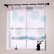 Yujiao Mao Voile Roman Blind with Circles Print Design Voile Roman Blinds with Loops Transparent Curtain Blue W x H 80 x 150 cm