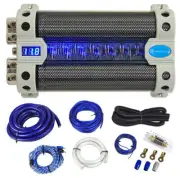 Rockville RFC50F 50 Farad Capacitor Volt Display+Amp Kit Black Wire Mesh Cover
