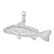 Sterling Silver De-Ani Rhodium-Plated Polished 3D Red Fish Pendant