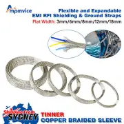 Flat Tinned Copper Braid Wire /Ground Strap Metal Shielding Expandable Sleeving