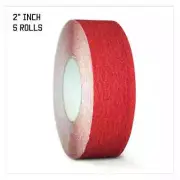 5 Rolls Red Non Skid Tape - 2" X 60FT Adhesive - 60 Grit - Red Anti Slip