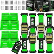 Wheel Chock Tie down Kit (4,500Lb Break Strength) (4) Heavy Duty Trailer Tire Ra
