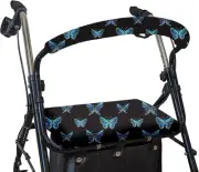 Rollator Walker Seat & Backrest Rollbar Covers Set - Blue Butterfly