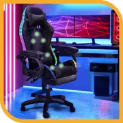 Furb Gaming Office Chair Executive Computer LED Massage Seat Footrest Ergonomic Support Black