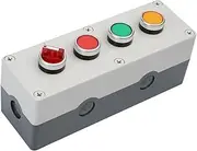 Control Box with Light Button Switch, Power Start Stop knob, 1234 Hole Reset, self Locking 12V 24V 220V 380V (Color : 4-02, Size : 24V)