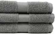 Taka Fabrics 3-Piece Set, high-Quality Wave Collection, 100% Cotton, Towels, Bath, Hand, face and Guest Towel Sets (50 x 80 cm, Light Grey)
