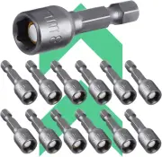 12Pcs 5/16 Nut Driver Set, 8Mm Hex Strong Magnetic Power 5/16 Drill Bit Nut Driv