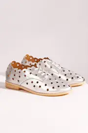 Olive Star Leather Lace Up Flat--WAL-OLIVE-STAR
