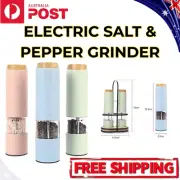Adjustable Electric Salt & Pepper Grinder Mills 2 PACK Shakers Set With Holder