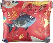 [FRODOTGV] Cute Snapper Fishes Red Women's Small Leather Coin Purse Wallet Convenient Mini Cosmetic Case for Girls Ladies Handbag, Cute Snapper Fishes Red, 4.33"(L) x 3.74"(W) x 0.39"(H), Classic