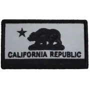 California Flag Patch - Gray with Black Border CA Republic Flag Embroidered