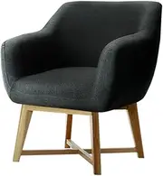 Artiss Armchair Charcoal Arm Recliner Lounge Dining Chairs Sofa Nursing Seat Occasional Reading Seating Home Living Room Bedroom Furniture, Linen Fabric, Tub Aston Accent Armchairs in 44cm Height