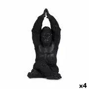 Decorative Figure Gorilla Yoga Black 18 x 36.5 x 19.5 Cm 4 Units